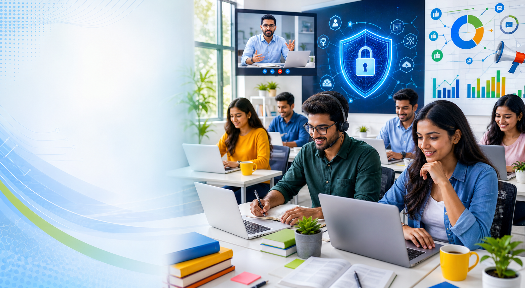 Online cybersecurity and digital marketing class for students and professionals